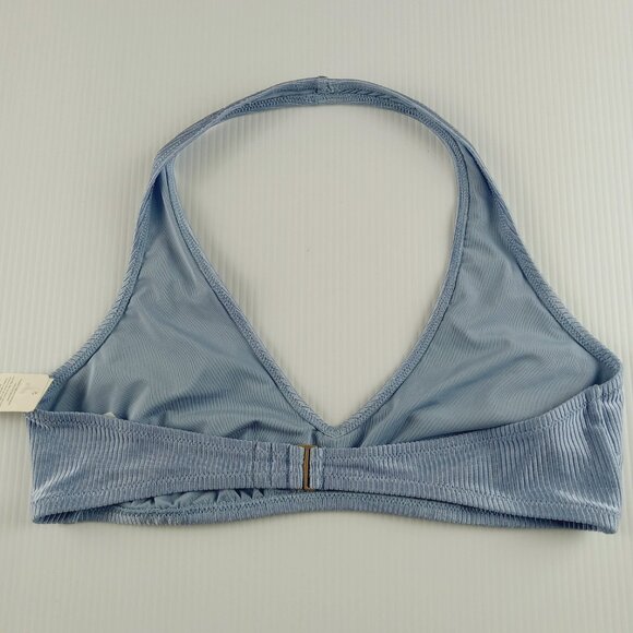 Aerie Shine Rib Halter Bikini Top Women's Size XL Monaco Blue Swimsuit - Picture 4 of 6